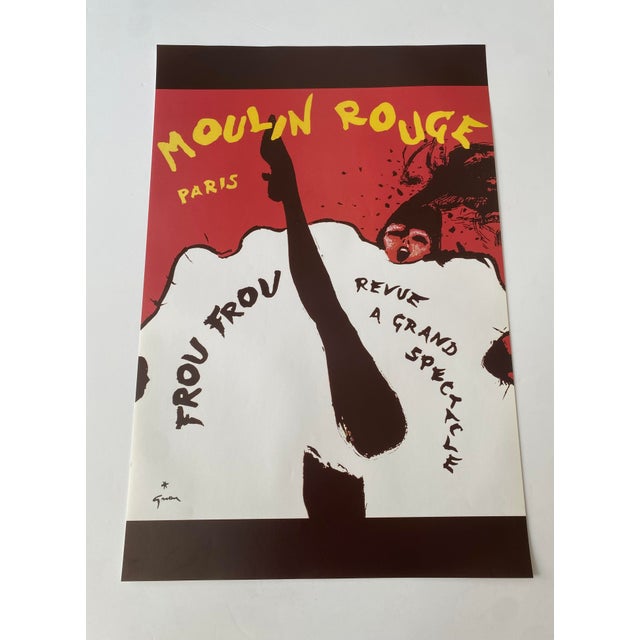 Modern Original Vintage Moulin Rouge Frou Frou Offset Lithograph Poster by René Gruau, 1980s For Sale - Image 3 of 14