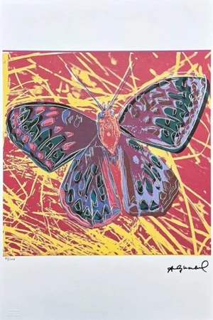 After Andy Warhol, Butterfly Red-Yellow, 1980s, Lithograph