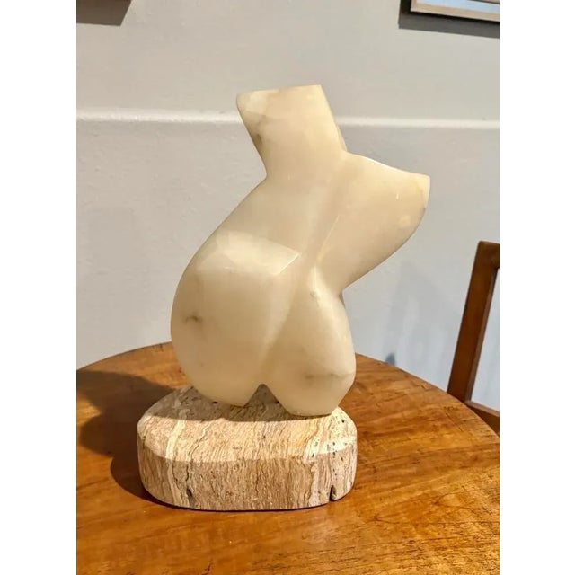 Contemporary Abstract Alabaster Torso Sculpture by Frank Lauren, 14" H X 10" W For Sale - Image 3 of 8