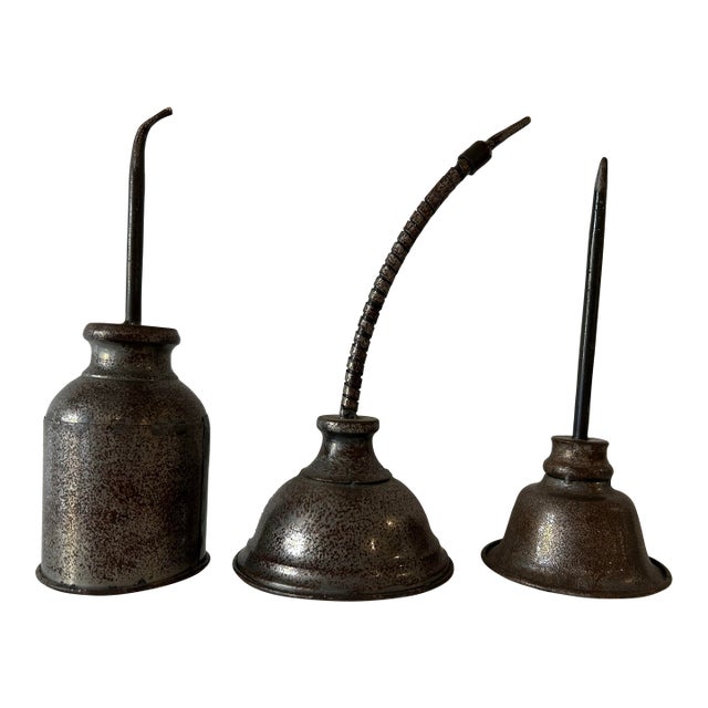 Vintage Style Collection of Oil Cans- Ballard Designs For Sale