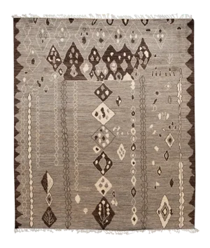 Modern Moroccan-Style Tribal Room Size Wool Rug 8 Ft 3 in X 9 Ft 9 In