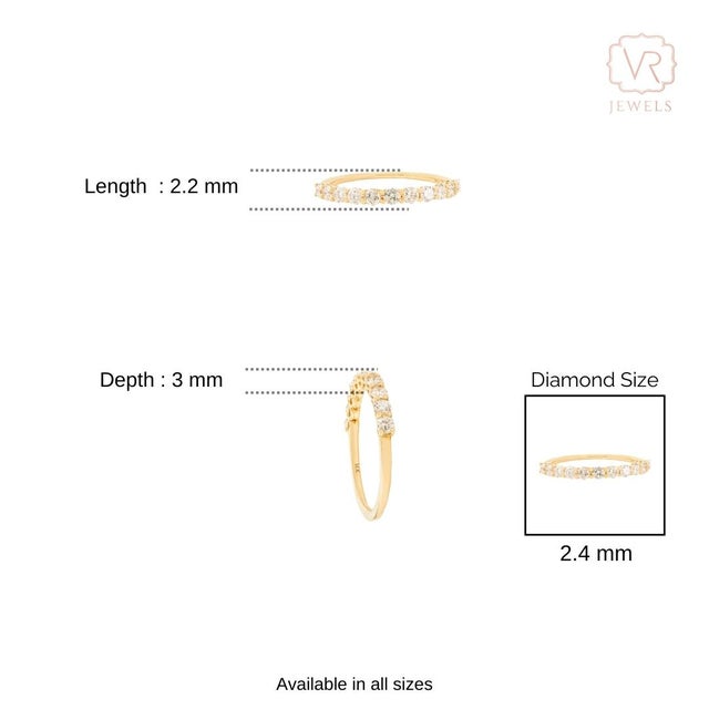 Brilliant Cut Diamond Half Eternity Wedding Band Ring in 14k Yellow Gold Size 4 For Sale - Image 9 of 14