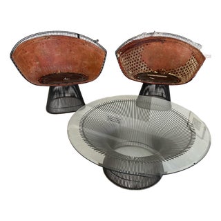 1970s Warren Platner for Knoll - 2 Un-Upholstered Lounge Chairs Plus Matching Coffee Table For Sale