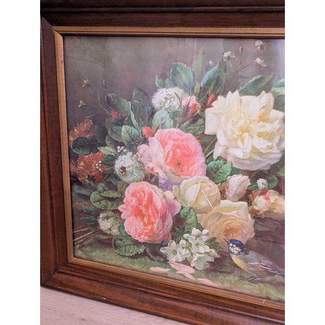 Victorian Vintage Roses Lithograph Print "Fragrance in Bloom" Wood Frame Gilt For Sale - Image 3 of 5
