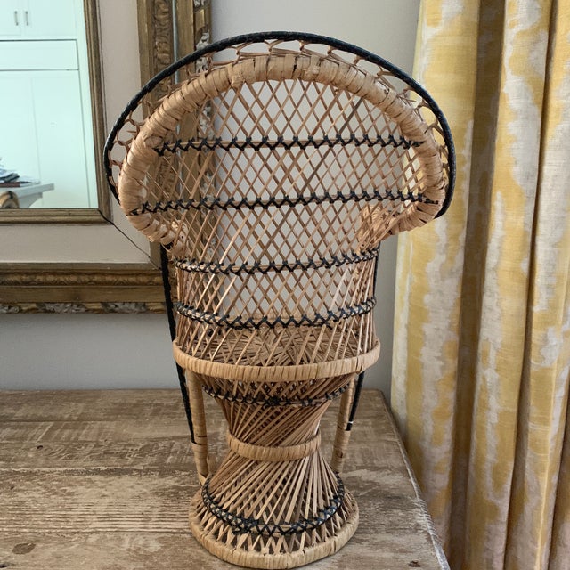 Mini Wicker Peacock Chair Plant Stand Chairish
