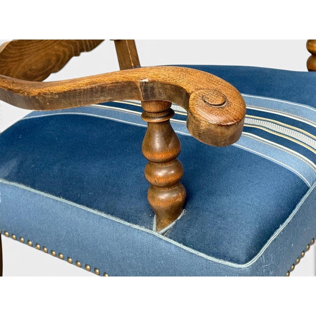 Danish Cabinetmaker, Armchair, Wool, Carved Oak, Denmark, 1920s For Sale - Image 10 of 14