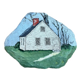 Antique Americana Litchfield Connecticut Law School Painting on Rock For Sale