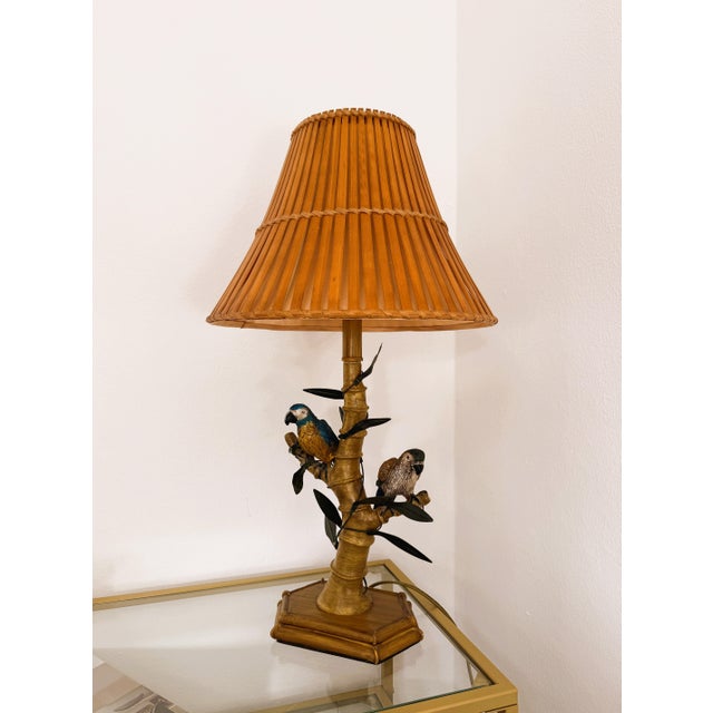 Midcentury Modern Italian Faux Bamboo Table Lamp, 1950s, in Flawless conditions. Designed 1950 to 1959 European Plug (up...