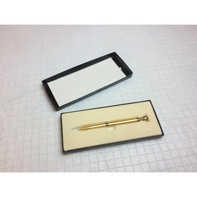 Postmodern 1980s Vintage Gold Tone Ball Point Pen in Box For Sale - Image 3 of 13