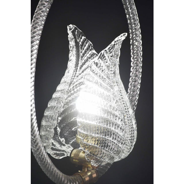 1940s Charming Transparent Art Decò Barovier E Toso Pendant Light Murano Glass For Sale - Image 10 of 12