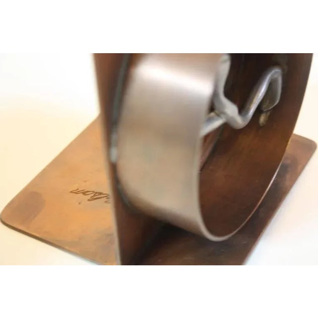 Mid-Century Modern Copper and Pewter Bookends Signed Nelson For Sale - Image 11 of 11