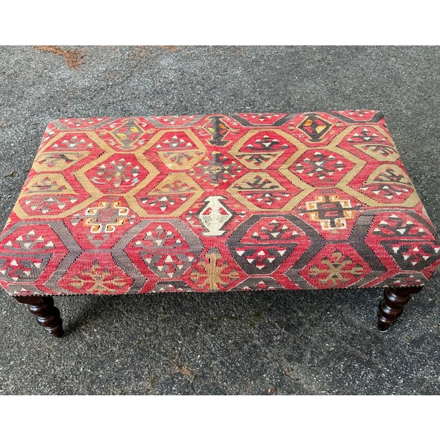 George Smith George Smith Kilim Ottoman For Sale - Image 4 of 6