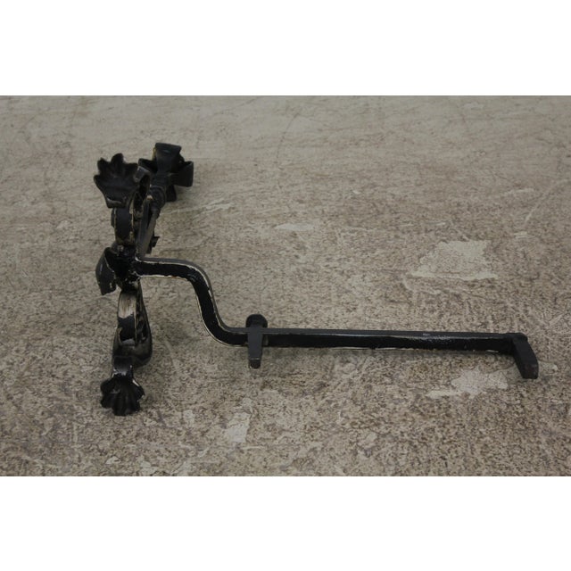 Outstanding Palatial Wrought Iron 3 Piece Fireplace Andiron Set For Sale - Image 9 of 13