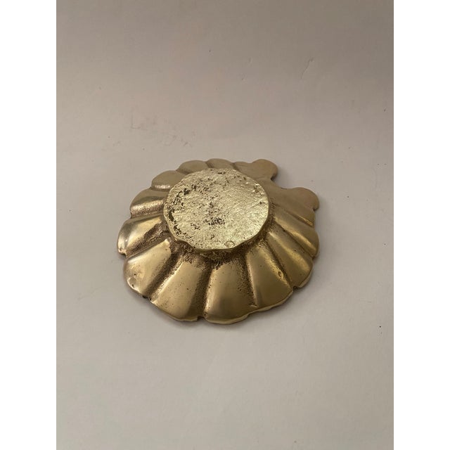 Vintage Brass Decorative Shell Dish With Fluted Design For Sale - Image 4 of 6