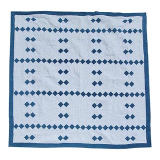19th Century Blue & White Irish Chain Quilt For Sale