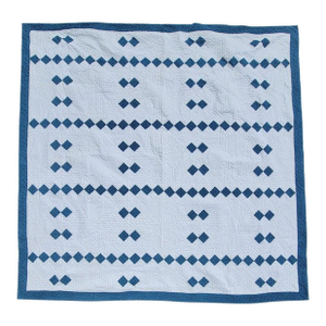 19th Century Blue & White Irish Chain Quilt