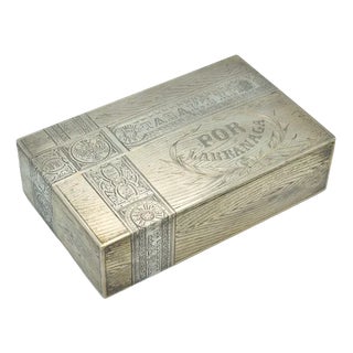 Silver Tobacco Chest, 1890s For Sale