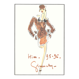 1995 Rare Givenchy Couture Fashion Design Print, Matted With Documentation