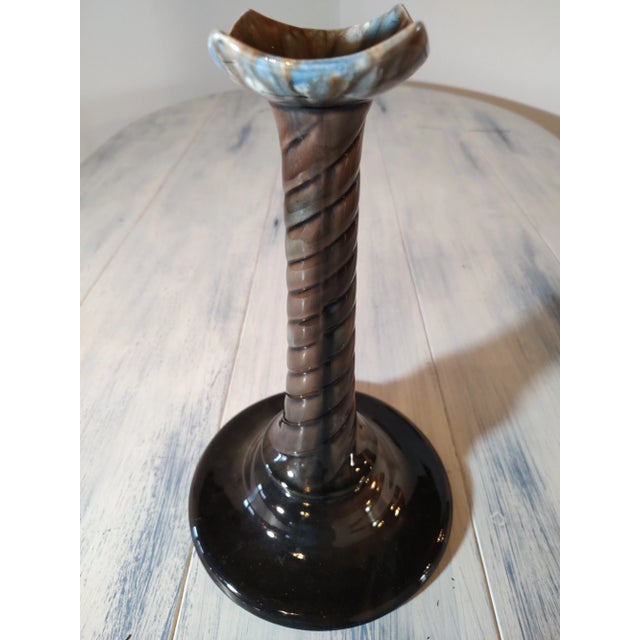 Coffee Vintage Drip Glaze Trumpet Vase For Sale - Image 8 of 12