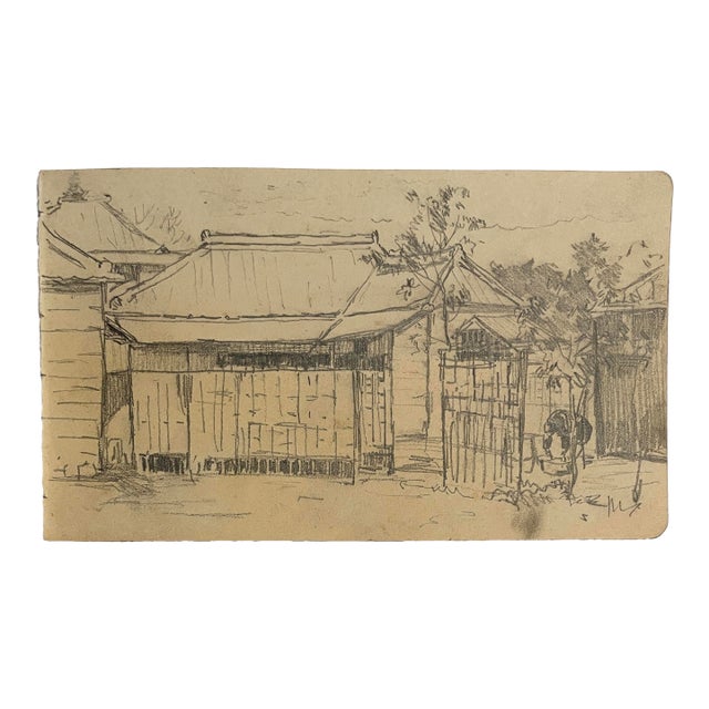 1907 Japanese House and Street Drawing For Sale