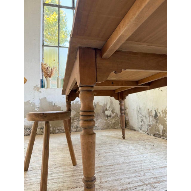 Extendable Farmhouse Table in Walnut, 1950s For Sale - Image 3 of 18