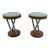 Pair Round Modern Design Marble Inlaid Border Tables For Sale