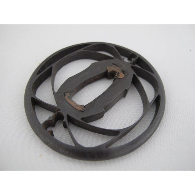 Japanese Japanese Edo Era Iron Openwork Tsuba Katana Samurai Sword Guard For Sale - Image 3 of 6