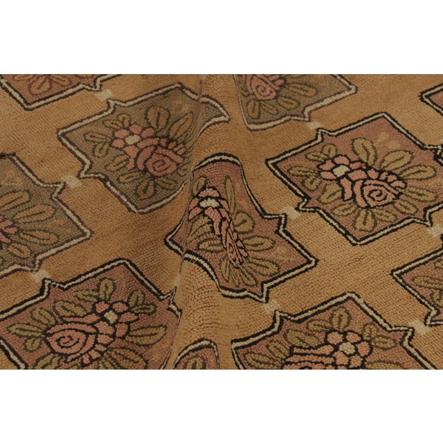 Camel Antique Hooked Wool Rug in Warm Gold by Rug & Kilim, 1920-1929 For Sale - Image 8 of 10