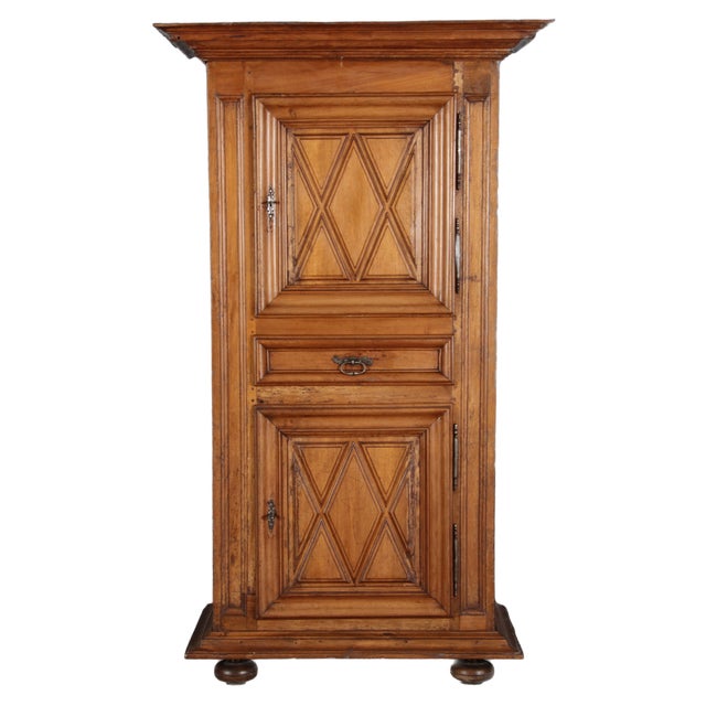 Baroque Narrow Cabinet in Walnut, France, 1700s For Sale