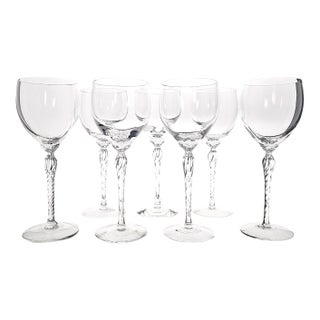 Late 20th Century Lenox Aria Lead Crystal Wine Glasses Set of 7 For Sale
