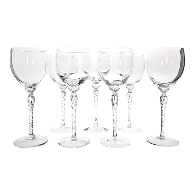 Late 20th Century Lenox Aria Lead Crystal Wine Glasses Set of 7 For Sale