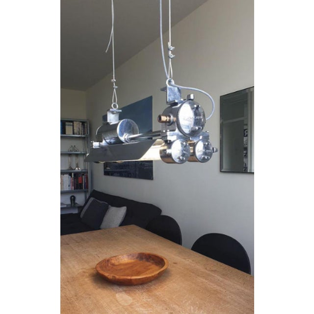 Industrial Polished Aluminium and Glass Pendant, 1970s For Sale - Image 12 of 12