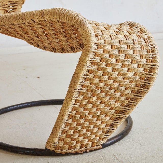 Wood Curved Wicker ‘Zest’ Chair Attributed to Francois Liguori, France 1988 For Sale - Image 7 of 11