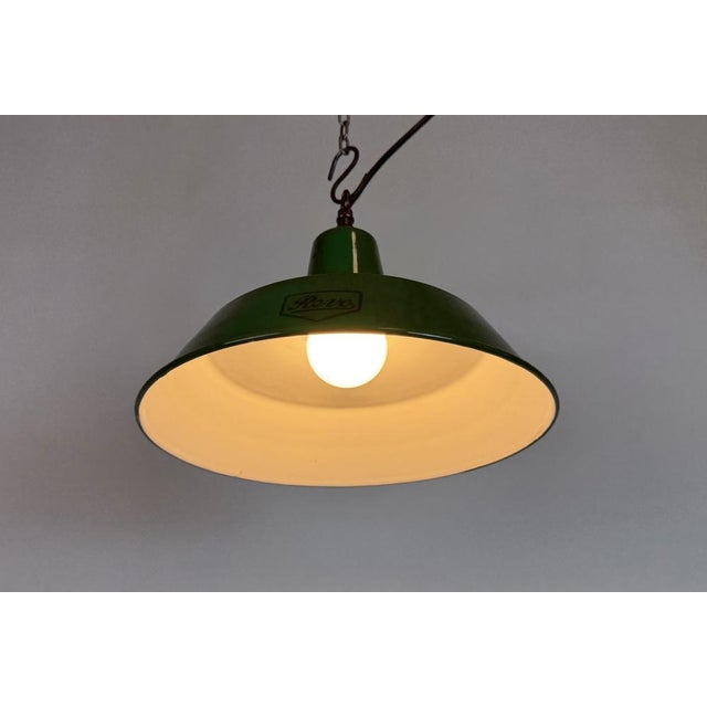 Industrial Green Enamel Factory Pendant Lamp from Revo, 1950s For Sale - Image 10 of 17