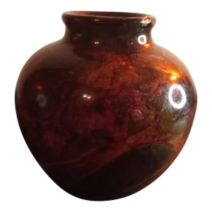 1980s Multicolor Variegated Solid Marble Squat Vase