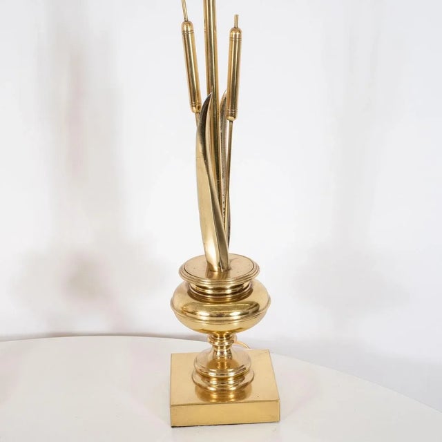 Italian Brass Bulrush Form Table Lamps - A Pair For Sale - Image 3 of 8