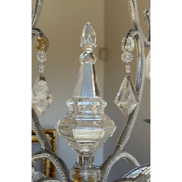 French French Rock Crystal Silvered Chandelier For Sale - Image 3 of 8
