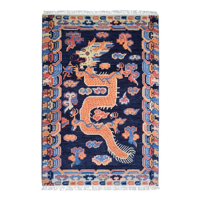 Hand-Knotted Chinese Inspired Dragon Emperor Rug with Chinoiserie Designs - 2.6 X 10 For Sale