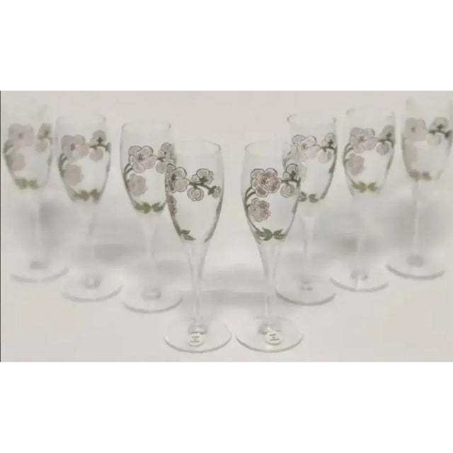 For your consideration. . . Authentic vintage Perrier - Jouët green glass champagne bucket with 8 crystal champagne...