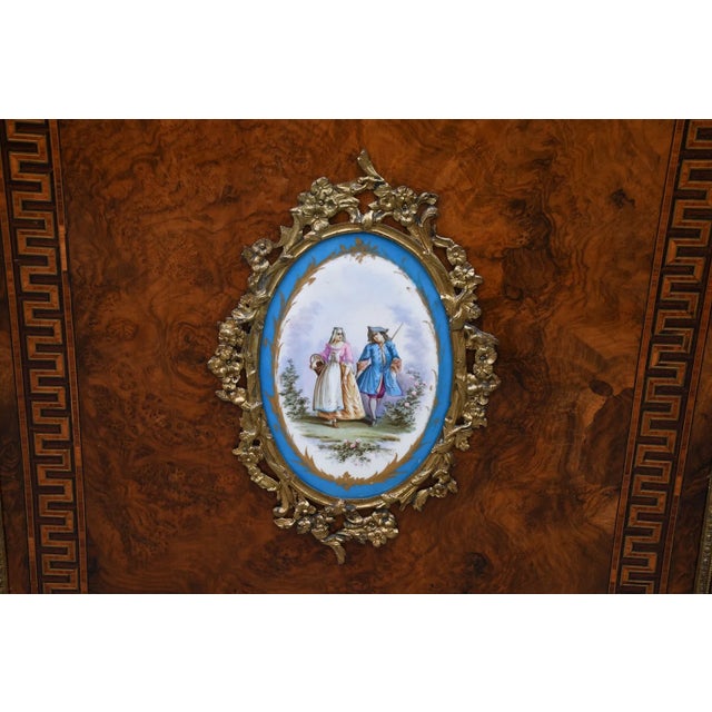 Mid 19th Century Burr Walnut English Credenza Bronze Ascents Limoes Plack For Sale - Image 11 of 12