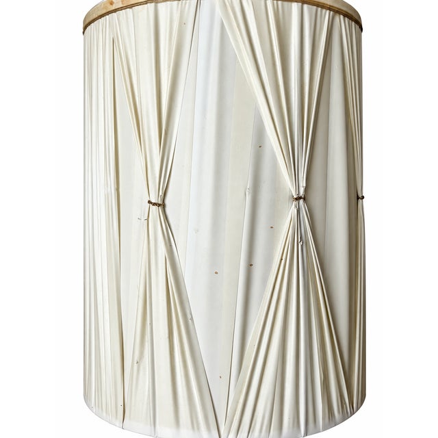 Vintage Ivory Globe Table Lamp With Raised Botanical Vines and Tall Gathered Shade For Sale - Image 10 of 12
