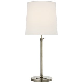 Thomas O'Brien by Visual Comfort Signature Bryant Large Table Lamp in Antique Nickel with Linen Shade For Sale