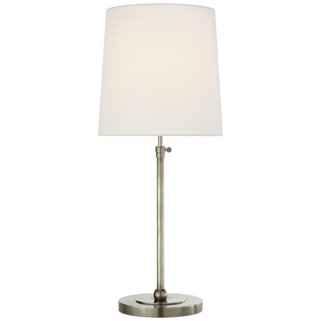 Thomas O'Brien by Visual Comfort Signature Bryant Large Table Lamp in Antique Nickel with Linen Shade For Sale