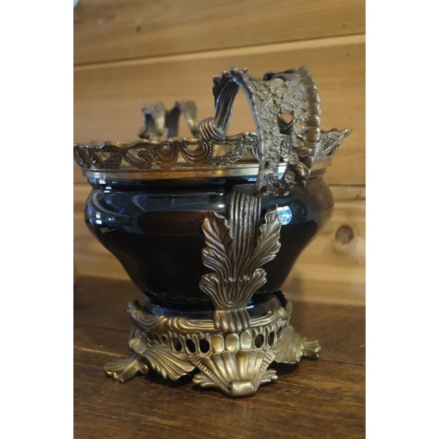 1900 - 1909 1900s Louis XV Style Bronze Mounted Black Glass Bowl For Sale - Image 5 of 8