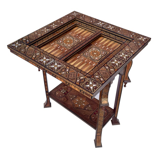 1990s Handcrafted Marquetry Inlaid Multi-Game Table With Chess & Backgammon For Sale In Los Angeles - Image 6 of 10