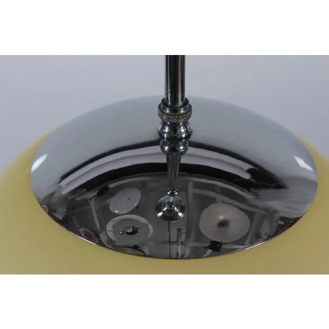 Art Deco Ball-Shaped Pendant in Light Yellow Shade + Chrome, Denmark, 1930s For Sale - Image 4 of 8