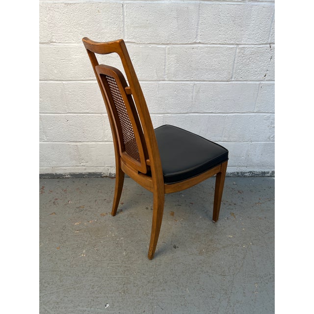 Drexel Set of Six Mid 20th Century Walnut and Cane Dining Chairs by Drexel Furniture For Sale - Image 4 of 16