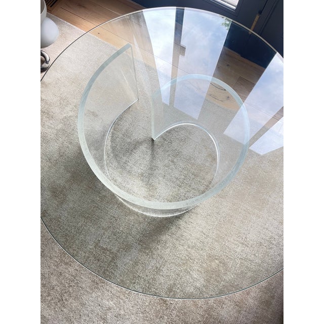 Glass 1920s Glass Coffee Table Amoeba Lucite Acrylic Pedestal Base Postmodern Modern Vladimir Kagan Style For Sale - Image 7 of 12