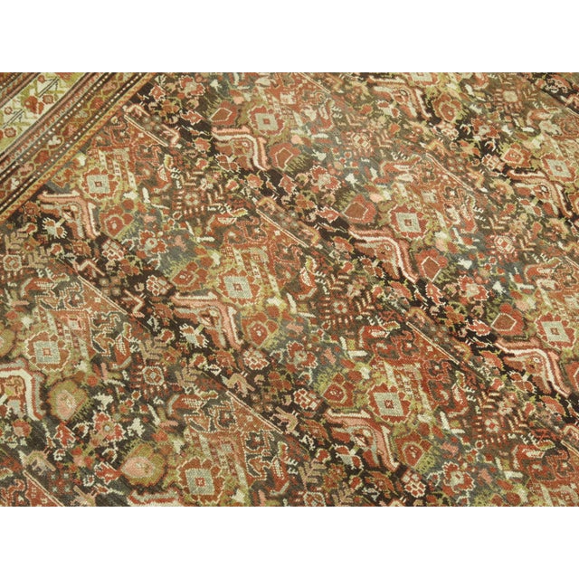 Textile Brown Room Size Antique Persian Malayer Rug - 7'6" x 12'4" For Sale - Image 7 of 10