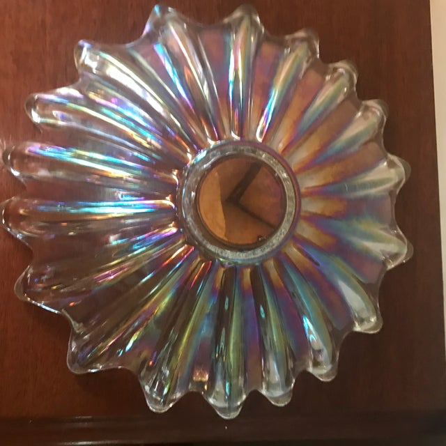 Mid-Century Modern Mid-Century Clear Irridescent Bowl Large With Ruffled Edges For Sale - Image 3 of 8